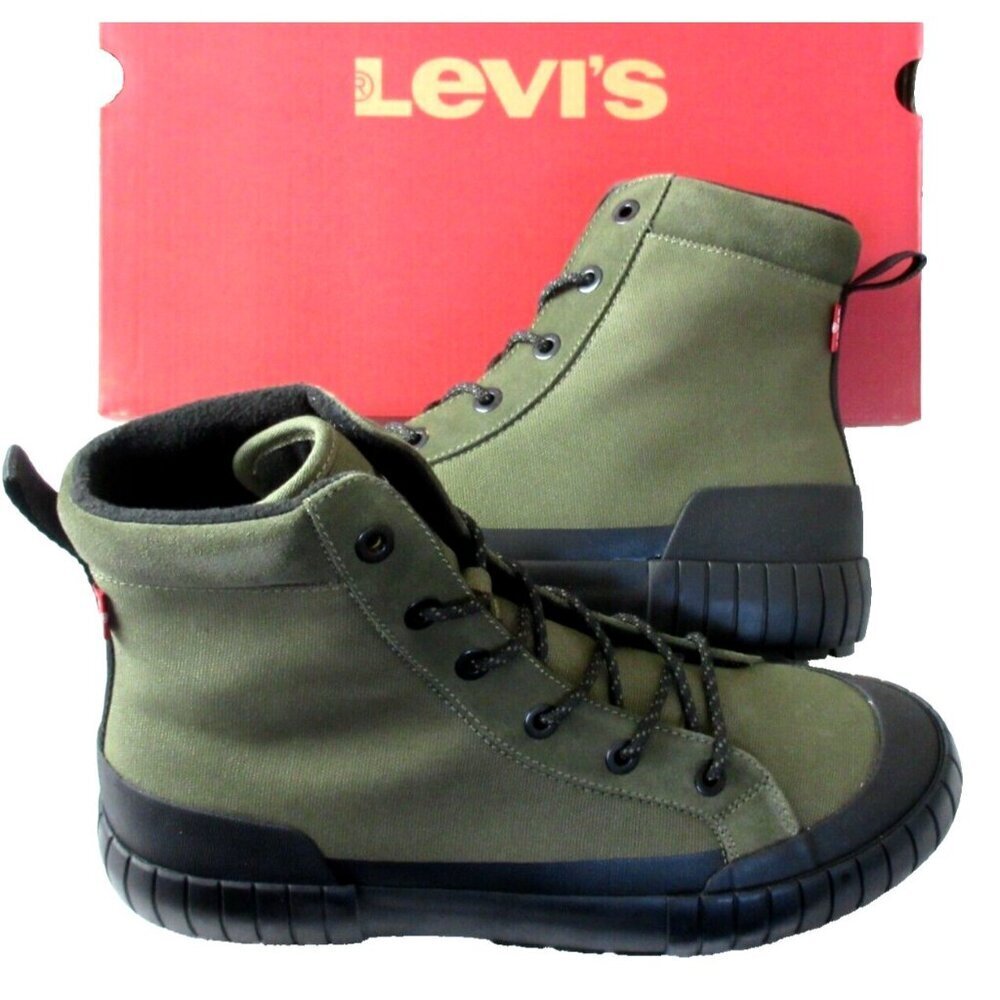 Levi's Strauss Men's La Paz Canvas Casual Boots Dusty Olive Green Black NIB - Picture 2 of 6